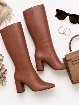 Cole Haan Knee High Leather Boots Women 7.5B Dusty Rose Luxe Heel EUC Designer thumbnail 17