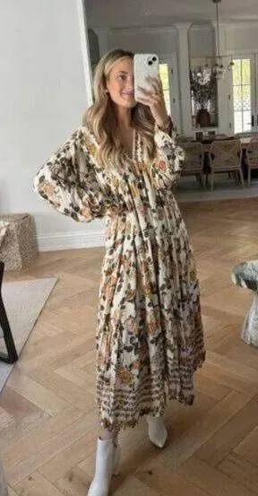 FREE PEOPLE Rows Of Roses Maxi Dress in Ivory Combo Size X-Small thumbnail 1