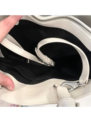 Polo Ralph Lauren X4104 White Black Leather Tote Bag Shoulder Bag Colorblock thumbnail 5