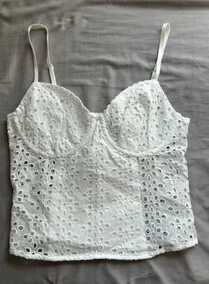 Princess Polly White Eyelet Tank thumbnail 1