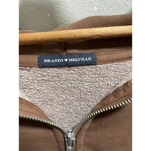 Brandy Melville Women Christy Brown Oversize Full Zip Hoodie thumbnail 2