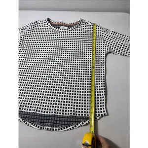 Lou & Grey Black White Grid Pattern Textured Hi-Low Hem Blouse Top Medium Shirt thumbnail 8