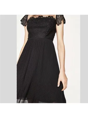 ZARA BLACK‎ GUIPURE LACE MIDI DRESS SHEER size Small thumbnail 7