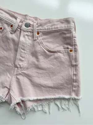 Levi’s 501 Cut-Off Jean Shorts Pale Pink Size 26 thumbnail 3