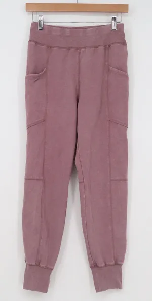Bixby Nomad Womens Cargo Jogger Pants Dusty Rose Mauve Cotton Blend Size L 12-14 thumbnail 1
