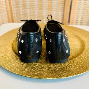 SO Lelani sz 7.5 black mesh rhinestones ballerina flats shoes thumbnail 3