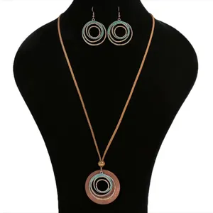 Boho Vintage Style Necklace/Earrings‎ Set Hollow Spiral Design Zinc Alloy Wood thumbnail 4