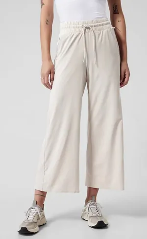 Athleta Cream Tan Avenue Wide Leg Crop High Rise Pants thumbnail 1