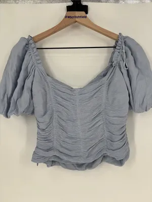 Astr blue lavender puff sleeve top medium thumbnail 3