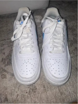 Women's Nike Court Vision Low Sneakers White and Blue thumbnail 5