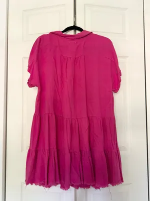 The Mint Julep Boutique In My Thoughts Pink Linen Swing Dress Size Medium thumbnail 7