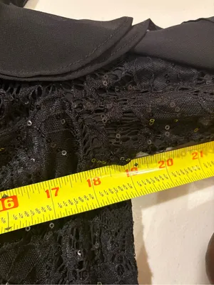 LRL Black Sequin Lace Cold Shoulder Ruffle Dress Size 10 / M (No Tag) thumbnail 6