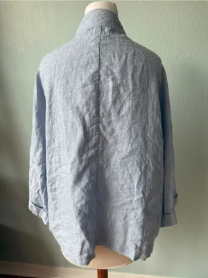 Andrea Jovine Women’s Blue Linen Kimono Cardigan Open Front Size Medium thumbnail 5