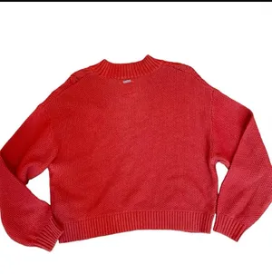 NWT Billabong Cable Knit Sweater Red Ski Lodge L Gift Giving Mockneck Cropped thumbnail 6