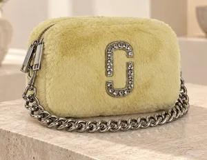 Marc Jacobs Luxe Snapshot Yellow Faux Fur Camera Bag Crystal Logo NWT thumbnail 1