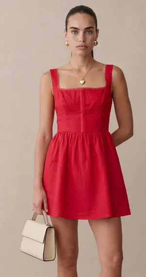 NWT Few Moda Irene Lace Corset Mini Dress size 8 Red o.p.t. Tibi thumbnail 1