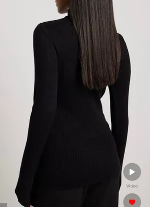 NA-KD Black Ribbed Sweater thumbnail 2
