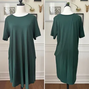 Universal Standard Tshirt Dress Pockets Emerald Green XS 12 10 thumbnail 2