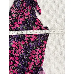 Free People Intimately Purple Floral Bare It All V-neck Tie Straps Bodysuit S thumbnail 8
