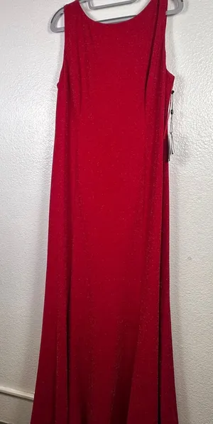 Adrianna‎ Papell Metallic Knit Cowl Back Gown True Red Womens 14 NWT thumbnail 1