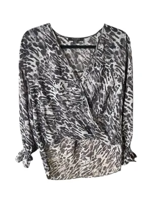 new All Saints ✽ Penny Ambient Chiffon Surplice Top ✽ Grey Leopard Print ✽ S thumbnail 5