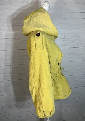 Molly Green yellow hooded sherpa corduroy jacket size Small thumbnail 5