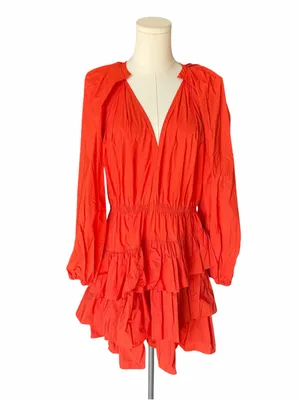 Ulla Johnson - Miranda Red Orange Ruffle Mini Dress Sz 10 thumbnail 3