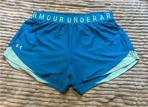 Under Armour Women's Teal and Light Green Athletic Shorts thumbnail 1