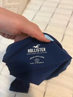 Long Sleeve Hollister Top Navy Blue Crop thumbnail 2