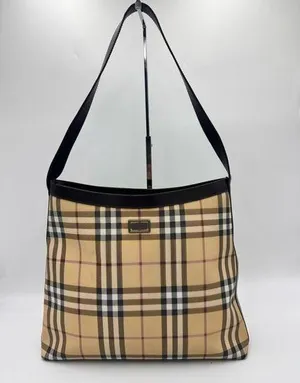 BURBERRY LONDON Nova Check Shoulder Bag PVC Leather Beige thumbnail 1