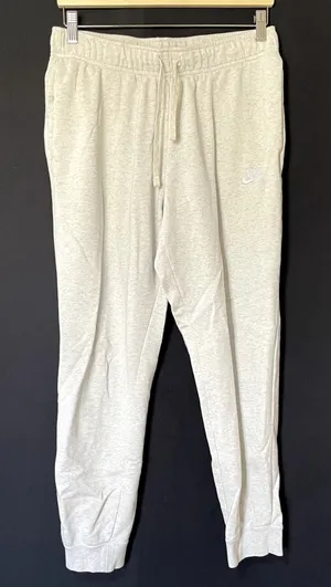 Nike cream white sweatpants pockets drawstring waist women's size medium pockets thumbnail 1