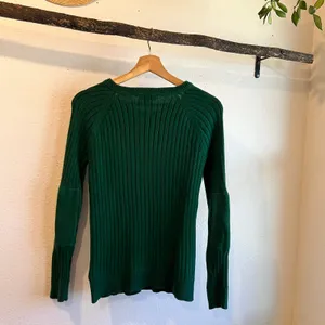 Ralph Lauren Green Ribbed 100% Cotton Zipper Detail Elbow Patch Top Size Medium thumbnail 5