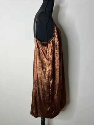 A New Day Metallic Copper Slip Dress Size Large Liquid Gold Party Shimmer thumbnail 3