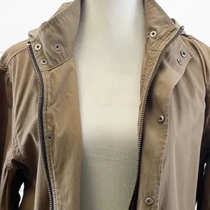 Club Monaco Womens Jacket‎ Hooded Lightweight Casual Utility 100% Cotton Brown S thumbnail 8