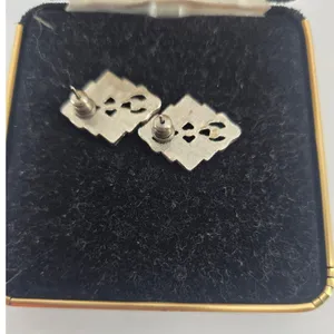 Monet Jewelry Set Women OS Art Deco Rhinestone Bracelet Stud Earrings Silver * thumbnail 2