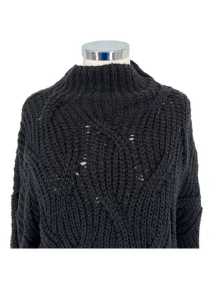Free People Seasons Change Black Knit Cotton Sweater Size Small Edgy Minimalist thumbnail 3