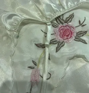 Vintage White Pink Floral Detail Spaghetti Strap Long Nightgown thumbnail 6