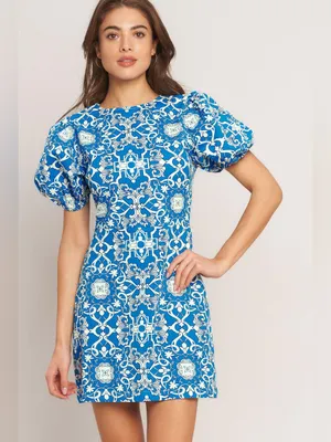 Jewel Neck Mini Crepe Cocktail A-Line Dress Flying Tomato Large thumbnail 2