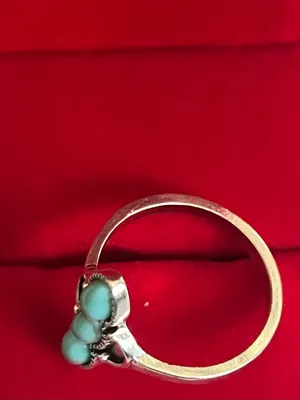 Bohemian/Aztec Design Faux Turquoise Stainless Steel Silver Ring Size 9 NWT thumbnail 3