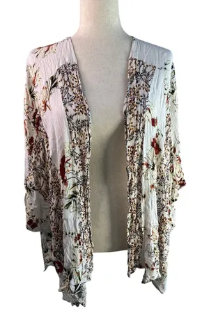 Umgee Floral Open-Front Kimono Cardigan Size M/L thumbnail 1