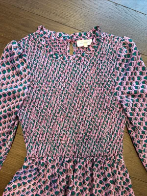 MelloDay Pink and Green Patterned Long Sleeve Dress Size Small - C11-647 thumbnail 3