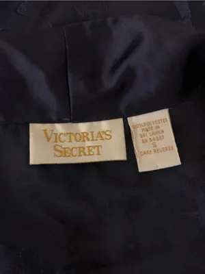 Victoria’s Secret Vintage S Navy Satin Jacquard Floral Pajama Top Button Front thumbnail 4