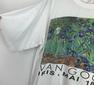 Vintage 90s Van Gogh Irises Painting Single Stitch Tee Tshirt Graphic Art L/XL thumbnail 3
