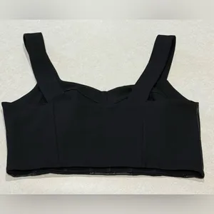 CAbi Jet Black Bralette Faux Leather Ponte Knit Stretch Top Women's Size M thumbnail 8