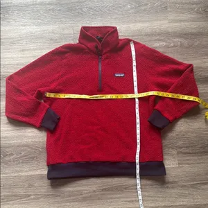 Patagonia Red Sweater Navy Trim 1/4 Zip Fleece Pullover XL Unisex thumbnail 3