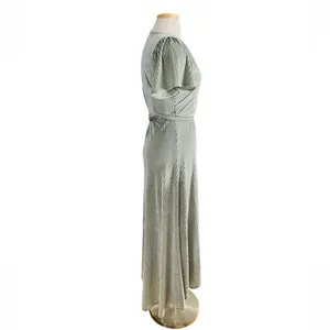Andi Ribbed Velvet Wrap Dress by Baltic Born in the color Dusty Sage Size M NWOT thumbnail 8