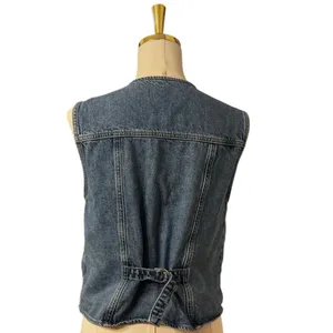 Reformation Jacqui Denim Vest Cayman Wash Button-Front Vest Back Cinch Size S thumbnail 3