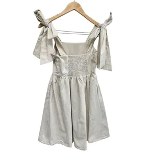 Miou Muse Linen Blend Tie Shoulder Mini Dress Oatmeal Beige Small Boho NWT thumbnail 7