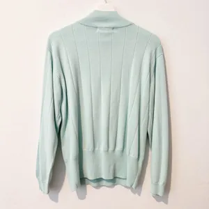 Dressbarn Sweater Size Large Blue Vintage Mock‎ Neck Ribbed Trim Coquette Core thumbnail 4