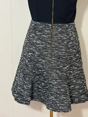 J.Crew Textured Tweed Fit & Flare Dress Black White Short Sleeve Size 2 thumbnail 8